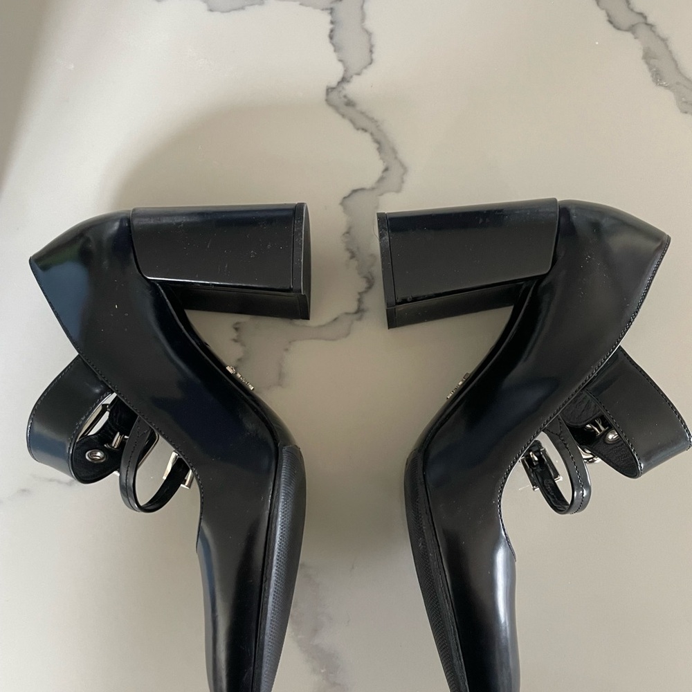 Prada Black Heels with Silver Accents - Picture 3 of 10
